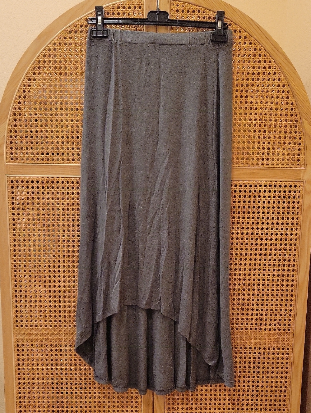 Amour Vert Charcoal Gray High-Low Maxi Skirt